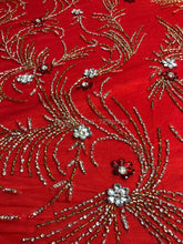 Load image into Gallery viewer, Magenta Crystal stone beaded Applique Design - AP055