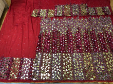 Load image into Gallery viewer, Gorgeous Red Heavy Beaded Designer Net Lace George wrapper Set - NLDG153