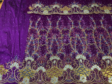 Load image into Gallery viewer, Magenta Heavy Beaded Designer Net Lace George wrapper Set - NLDG149