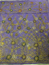 Load image into Gallery viewer, Nigerian Unique pattern heavy stone beaded Designer Net Lace George wrapper Set for African Wedding - NLDG148