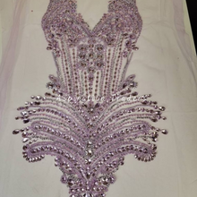 Load image into Gallery viewer, Breathtaking Silver Heavy Hand Crafted Exquisite French Beaded Bodice Designer Dress MDD04