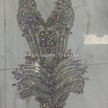 Load image into Gallery viewer, Breathtaking Silver Heavy Hand Crafted Exquisite French Beaded Bodice Designer Dress MDD04