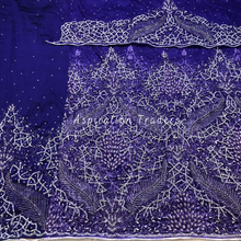 Load image into Gallery viewer, Rich Purple Sequined Silver Handcrafted Work Work Designer George set - NLDG104