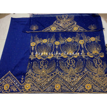 Load image into Gallery viewer, Midnight Blue NET Lace Designer George Wrapper with Blouse - NLDG212