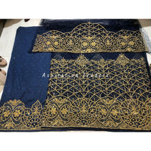 Load image into Gallery viewer, Gorgeous Navy Blue Net Lace Designer George with blouse - NLDG214