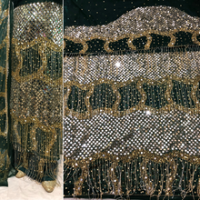 Load image into Gallery viewer, Exclusive Nigerian Unique Fringes and stone work Designer Net Lace George wrapper Set for IGBO Bride - NLDG141