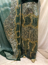 Load image into Gallery viewer, Exclusive Nigerian Unique Fringes and stone work Designer Net Lace George wrapper Set for IGBO Bride - NLDG141