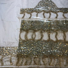 Load image into Gallery viewer, Exclusive Nigerian Unique Fringes and stone work Designer Net Lace George wrapper Set for IGBO Bride - NLDG141