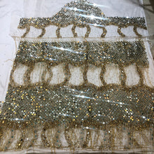 Load image into Gallery viewer, Exclusive Nigerian Unique Fringes and stone work Designer Net Lace George wrapper Set for IGBO Bride - NLDG141