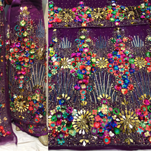 Load image into Gallery viewer, Nigerian Unique 3D flowers Designer Net Lace George wrapper Set for IGBO Bride - NLDG142