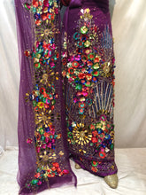 Load image into Gallery viewer, Nigerian Unique 3D flowers Designer Net Lace George wrapper Set for IGBO Bride - NLDG142