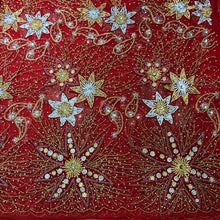 Load image into Gallery viewer, Nigerian Unique pattern heavy stone beaded Designer Net Lace George wrapper Set for IGBO Bride - NLDG144