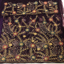 Load image into Gallery viewer, Nigerian Unique pattern heavy stone beaded Designer Net Lace George wrapper Set for African Wedding - NLDG148