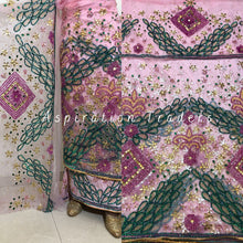 Load image into Gallery viewer, Baby Pink Heavy Beaded Designer Net Lace George wrapper Set - NLDG151