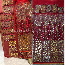 Load image into Gallery viewer, Gorgeous Red Heavy Beaded Designer Net Lace George wrapper Set - NLDG153