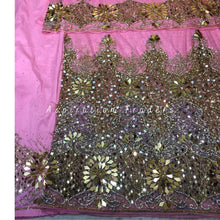 Load image into Gallery viewer, Surreal Pink Heavy Beaded Designer Net Lace George wrapper Set - NLDG154