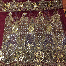 Load image into Gallery viewer, Surreal Pink Heavy Beaded Designer Net Lace George wrapper Set - NLDG154