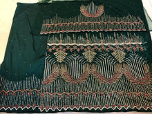 Load image into Gallery viewer, Teal Green Exclusive African Designer Heavy Beaded Hand Work Indian George Wrapper Set - NLDG155