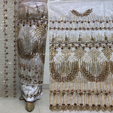 Load image into Gallery viewer, Teal Green Exclusive African Designer Heavy Beaded Hand Work Indian George Wrapper Set - NLDG155