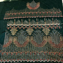 Load image into Gallery viewer, Teal Green Exclusive African Designer Heavy Beaded Hand Work Indian George Wrapper Set - NLDG155