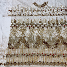 Load image into Gallery viewer, Teal Green Exclusive African Designer Heavy Beaded Hand Work Indian George Wrapper Set - NLDG155