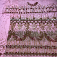 Load image into Gallery viewer, Teal Green Exclusive African Designer Heavy Beaded Hand Work Indian George Wrapper Set - NLDG155