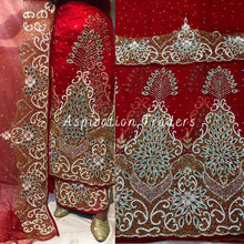 Load image into Gallery viewer, Red Heavy Beaded Designer Net Lace George wrapper Set - NLDG157