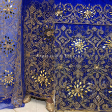 Load image into Gallery viewer, Elegant ROYAL BLUE Heavy Beaded NET LACE Designer George Wrapper - NLDG159