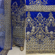 Load image into Gallery viewer, Regal Blue Net Lace Designer George wrapper set - NLDG166