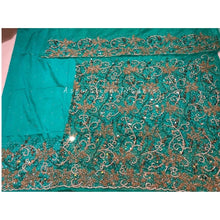 Load image into Gallery viewer, Aquatic Green Designer Heavy Beaded Hand Work Indian George Wrapper Set - NLDG167