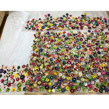Load image into Gallery viewer, Off White Multi colored Net Lace Designer George wrapper set - NLDG168