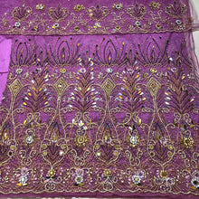 Load image into Gallery viewer, Stunning Onion Pink Heavy Beaded Net Lace Designer George Wrapper Set - NLDG171