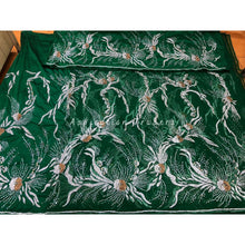 Load image into Gallery viewer, Beautiful Emerald Green Heavy Beaded Designer Net George Wrapper set - NLDG172
