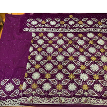 Load image into Gallery viewer, Rich Magenta Heavy Beaded Designer Net Lace George wrapper Set - NLDG173