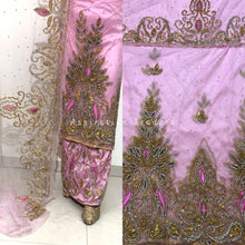 Load image into Gallery viewer, Exquisite Baby Pink Heavy Beaded Designer Net Lace George wrapper Set - NLDG174