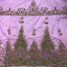 Load image into Gallery viewer, Exquisite Baby Pink Heavy Beaded Designer Net Lace George wrapper Set - NLDG174