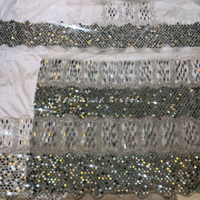 Load image into Gallery viewer, Pure White Shimmery Heavy Beaded Designer Net Lace Designer George - NLDG175