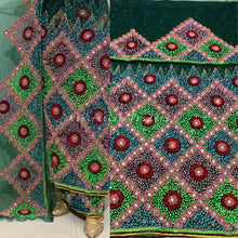 Load image into Gallery viewer, Soothing Green Heavy Beaded Net Lace Designer George with Blouse - NLDG176