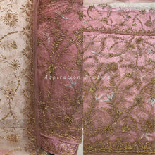 Load image into Gallery viewer, Subtle Peach Heavy Beaded Net Lace Designer George Wrapper Set - NLDG179