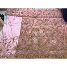 Load image into Gallery viewer, Subtle Peach Heavy Beaded Net Lace Designer George Wrapper Set - NLDG179