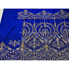 Load image into Gallery viewer, Warm toned Burnt Orange Heavy Beaded Designer Net Lace George wrapper Set - NLDG185