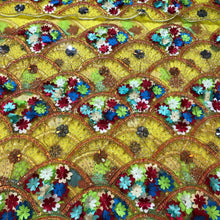 Load image into Gallery viewer, Vibrant Yellow Net Lace Designer George - NLDG187