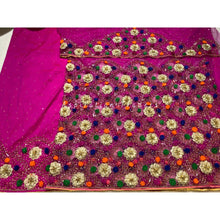 Load image into Gallery viewer, Fushia Pink Designer Net lace George Wrapper set - NLDG188