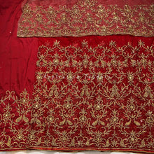 Load image into Gallery viewer, Ravishing Red Heavy Beaded Designer Net Lace George wrapper Set - NLDG192