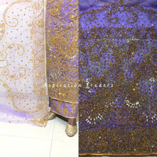 Load image into Gallery viewer, Vibrant Yellow Net Lace Designer George wrapper set - NLDG195