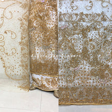 Load image into Gallery viewer, Vibrant Yellow Net Lace Designer George wrapper set - NLDG195