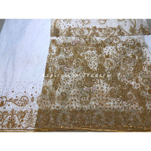 Load image into Gallery viewer, Vibrant Yellow Net Lace Designer George wrapper set - NLDG195