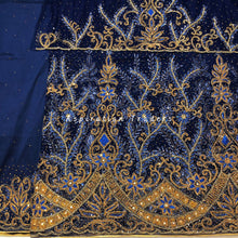 Load image into Gallery viewer, Alluring Burnt Orange Heavy Beaded Designer Net Lace George wrapper Set - NLDG196