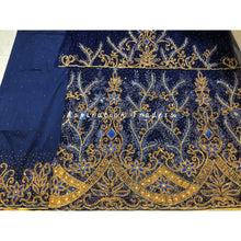 Load image into Gallery viewer, Alluring Burnt Orange Heavy Beaded Designer Net Lace George wrapper Set - NLDG196