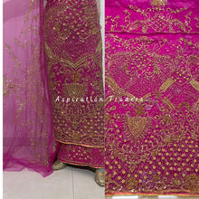 Load image into Gallery viewer, Opulent Wine Net Lace Designer George Wrapper with Blouse- NLDG197